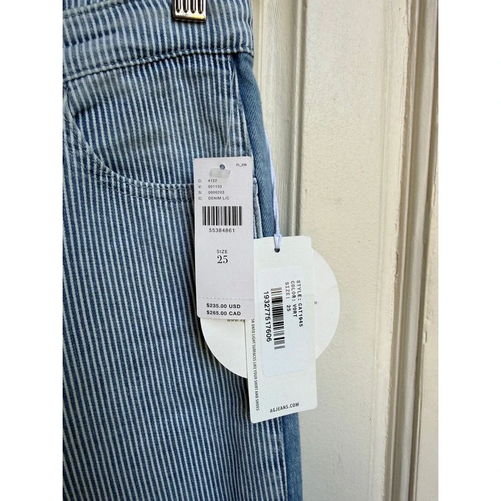 AG Adriano Goldschmied Isabelle Side Panel Striped High Rise Straight‎ Size 25